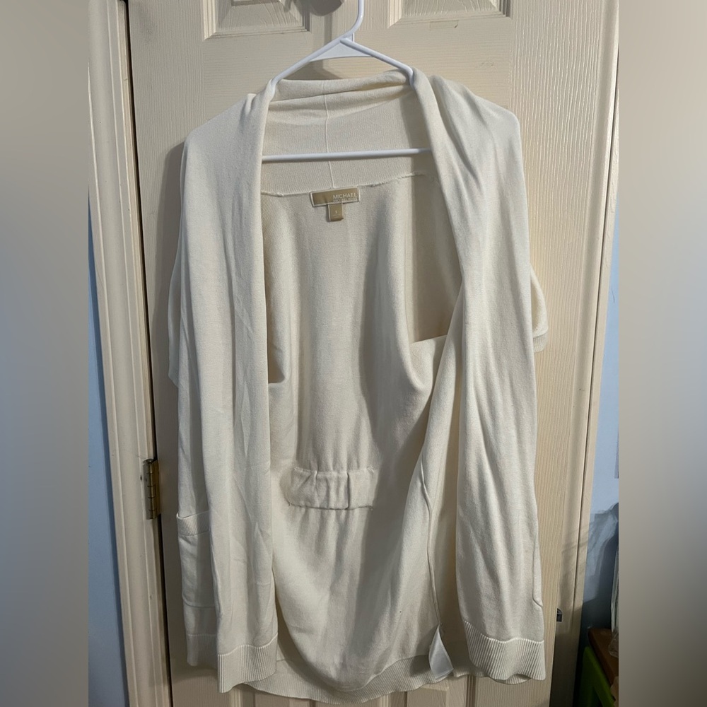 Women Michael Kors Open Cardigan Sweater Pockets Cream Size Small Barely Worn